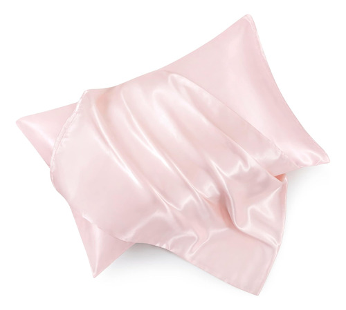 Hommxjf Funda De Almohada De Satén Rosa Rubor, Tamaño Queen,