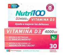 Comprar Nutri100 Vitamina D3 4000ui 30 Cápsulas Vegetales Suplemento