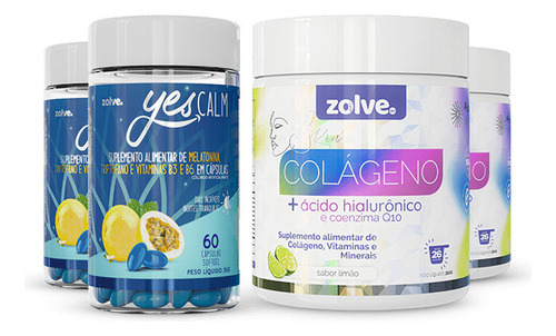 Kit 2 Potes - Zolve Yes Calm + Zolve Skin Colágeno Verisol Sabor Limão