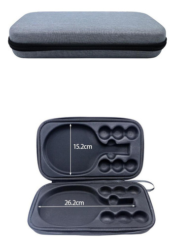 Table Tennis Racket Case, Grey With 2 Trays