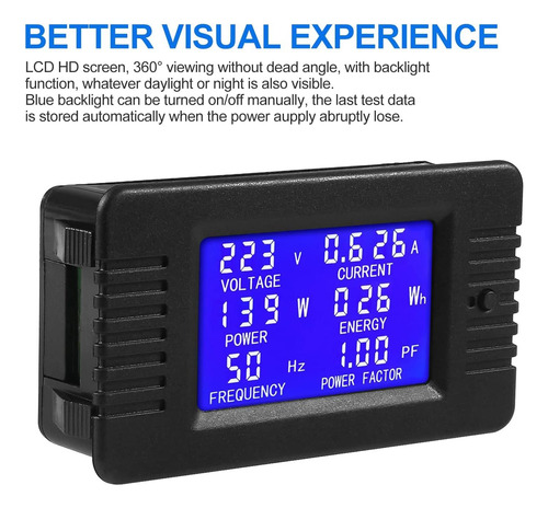 Medidor Digital De Ca/ac 100a Voltímetro Lcd