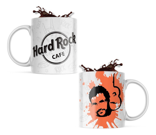 Taza de café de porcelana - Hard Rock - Renato Russo - Color blanco