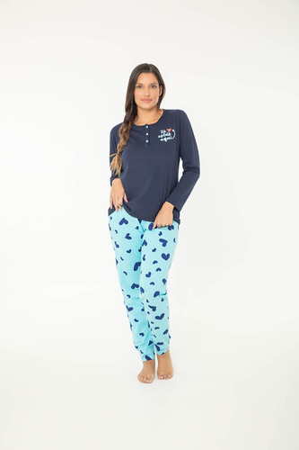 Pijama Mujer Invierno Botones Estampado Bianca Secreta 23118
