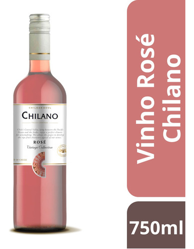Vinho Rosé Chileno Vintage Collection em garrafa de 750ml Chilano Chilano - Rosé - Cabernet sauvignon - Garrafa - Unidade - 1 - 750 mL