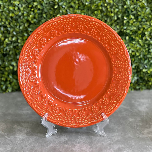 Jogo Com 6 Pratos Raso Madeleine Cantaloupe Com Diâmetro de 26cm Laranja Porto Brasil
