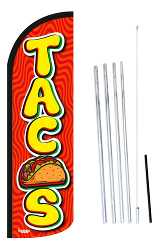 Bandera Publicitaria 4m Tacos (c) Completa Con Asta