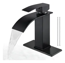 Comprar Banna Lavabo Grifo Baño Llave Monomando Fregadero Inoxidable,grifo De Baño Negro Con Boquilla De Cascada, Grifo De Baño Con Un Solo Mango, Montaje En Cubierta, Lavabo, Manguera Sin Plomo