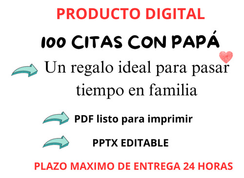 100 Citas Juntos Con Papá Pdf + Pptx Imprimible Y Editable