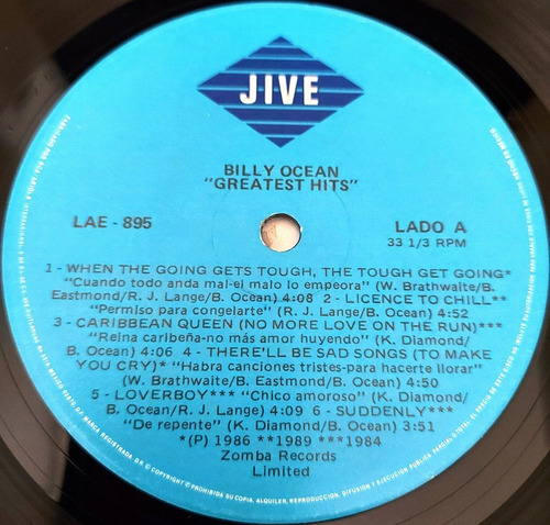Billy Ocean - Greatest Hits Lp