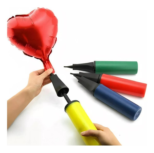 Bomba Infladora De Mano Para Inflar Globos Manual Decoracion Rojo