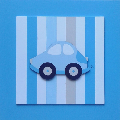 Imagen 6 de 7 de Cuadros Infantiles Fondo A Rayas - Decoración Infantil