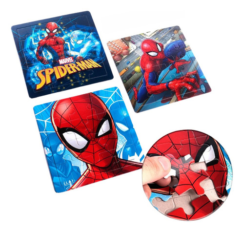 Conjunto 3 Quebra Cabeça De Papel 12 16 20 Peças Spider Man