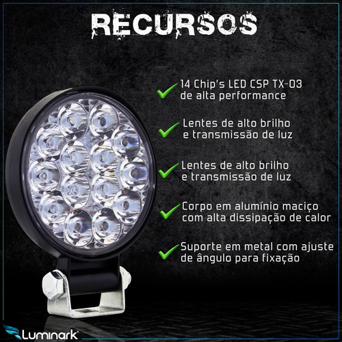 Imagem 2 de 6 de 4x Farol Auxiliar Milha Led 18w 200 Metros 12v 24v Classe A