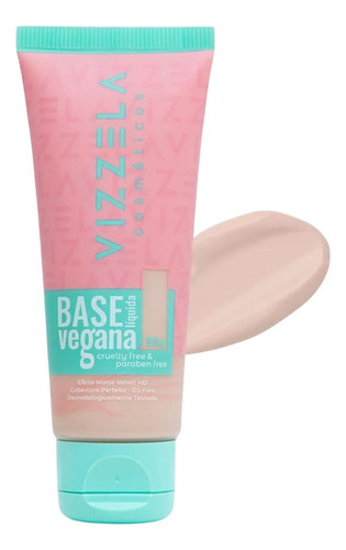 Base Líquida Vegana Matte Resistente À Água Vizzela
