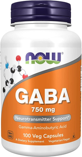 Gaba 750mg Neurotransmitter Support 100 Cápsulas Now