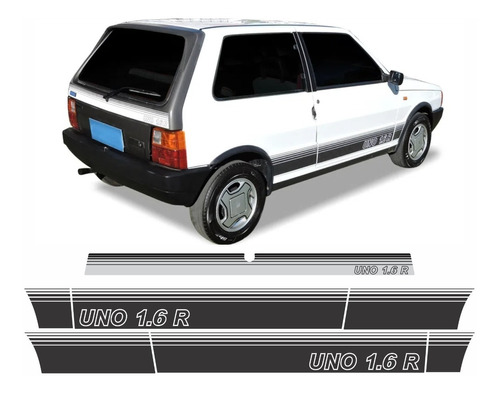 Kit Faixas Adesivos Laterais E Mala Fiat Uno 1.6r branco