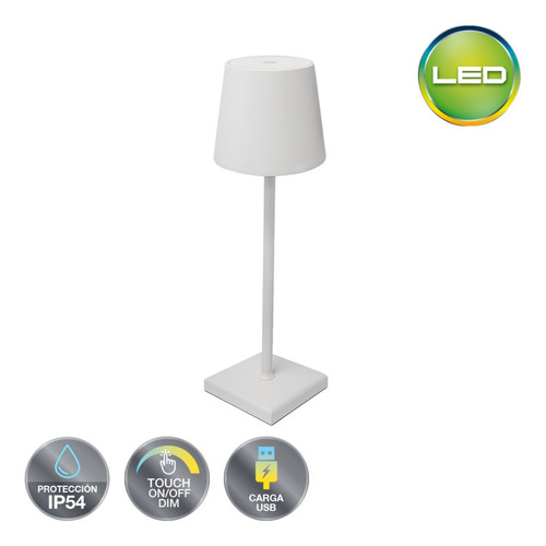 Lampara De Mesa Recargable Touch Dimmer