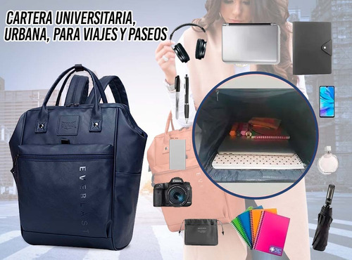 Imagen 7 de 10 de Cartera Mochila Everlast Mujer Anti-robo Espalda Urbana Lady