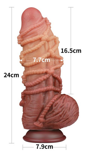 Dildo Consolador Pene Con Texturas 24cm X 7.7cm Grueso