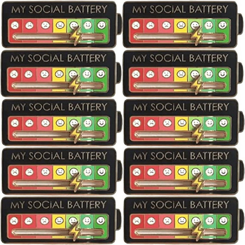 Broche Esmaltado Negro P My Social Battery 7 Moods, 10 X