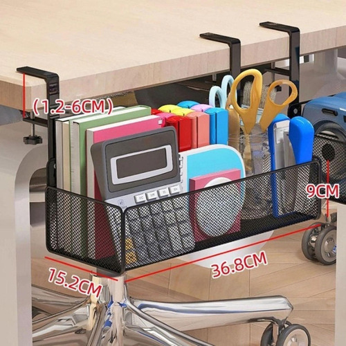 W Estante De Almacenamiento Debajo De La Mesa, Negro