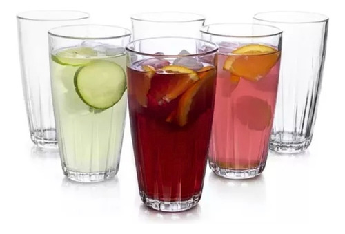 Set 6 Vasos Jaibolero De Vidrio Grueso Para Agua 500ml Aztec Color Translúcido