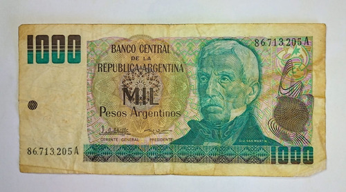 Billete Argentina 1000 Pesos Argentinos San Martin V.f.