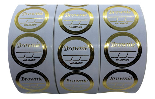 Rolo 1.000 Etiquetas Adesivas Brownie Sabor Validade 3x3 Cm