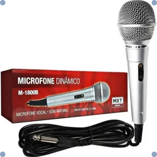 Microfone MXT Mod M1800s dinâmico cardioide prateado