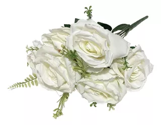 A Flor Rosa Peonia Artificial Ramo 7 Cabezas Follaje 44 Cm