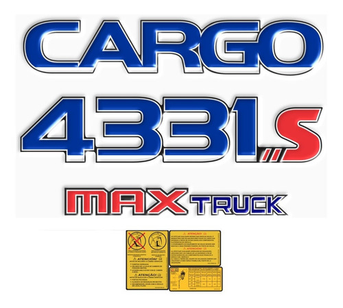 Adesivos Compatível Ford Cargo 4331s Max Truck Emblema Kit92