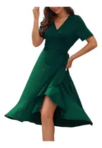 Comprar Vestido De Verano Z De Manga Corta Con Cuello En V Y Cintura