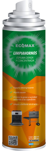 Limpiador Desengrasante Limpia Hornos Ecomax Aerosol 360 Grs