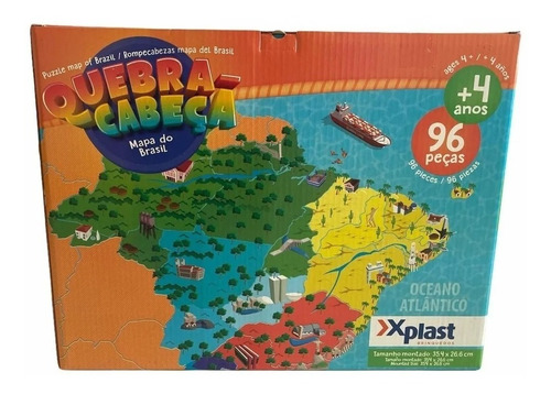 Jogo Quebra Cabeça Educativo Puzzle Mapa Do Brasil 96 Peças