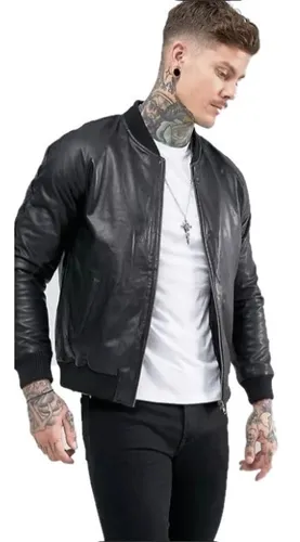 Chaqueta Bomber Cuero Hombre