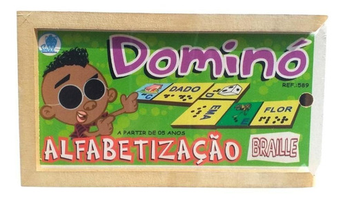 Dominó Braille Educativo - Simque | 28 Peças Mdf