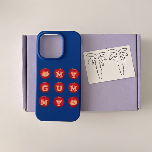 Funda De Teléfono Coreana Ins Klein Azul Con Estampado De Oso De Manzana, Encantadora Y Moderna Para iPhone 16, 15, 14, 13 Pro Max, Funda Trasera C