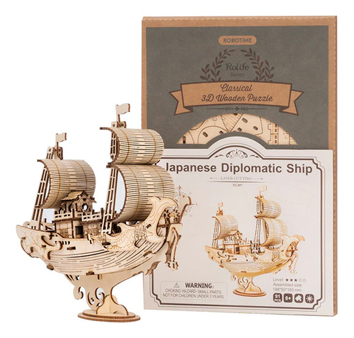 Puzzle 3D de madera con forma de barco japonés Tg307