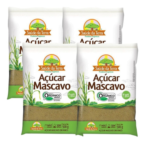 4 Pacotes De Açúcar Mascavo Orgânico 500g Saúde Da Terra