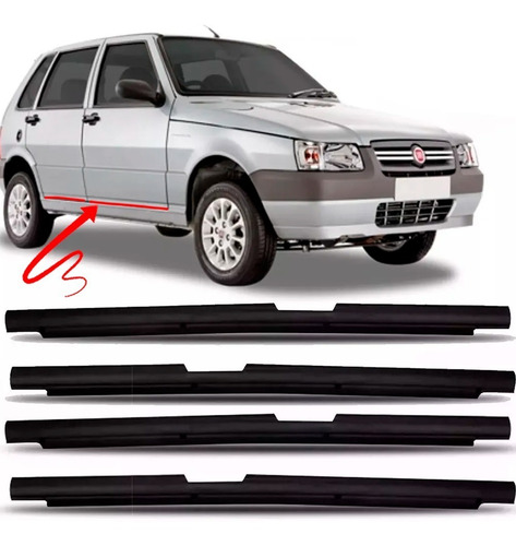 Imagem 1 de 5 de Kit Acabamento Soleiras Porta Fiat Uno 4 Portas Até 2010