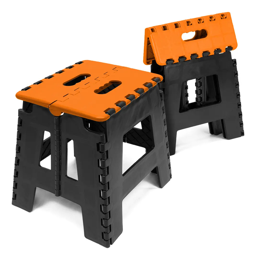 Kit 2 Banquinho Banqueta Dobravel Pequena Portatil Resistent Cor Laranja
