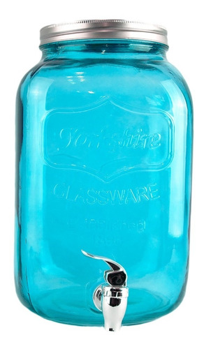 Vitrolero Dispensador Bebidas 8 L Azul Mason Jar Vintage