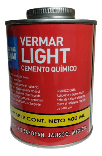 Cemento Químico Azul Vermar Ligth 500 Ml 
