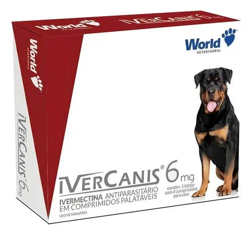 Comprimido Ivercanis 6 mg p/ Cães de 15 kg a 30 kg — Trata Pulgas, Carrapatos e Sarna com 4 Comprimidos