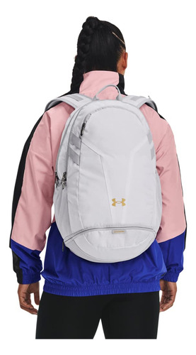 Mochila Under Armour Unisex Hustle 5.0 Team Branca/dourada