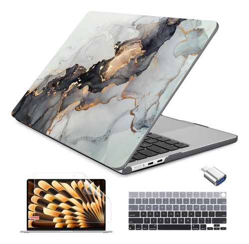Funda Batianda Para Macbook Air 13 M2 + C/teclado Marble