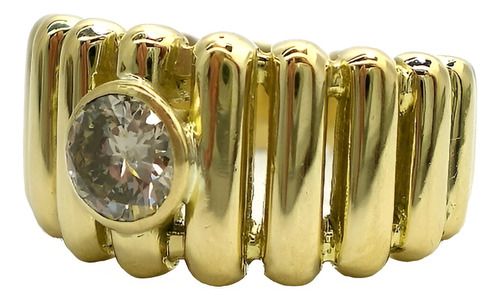 Anillo Solitario De Oro 18 Kt Y Brillante Goldantiques