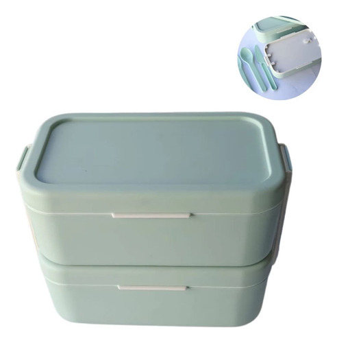 Marmita Bento Box Dupla 600 Ml Cada Com Colher, Garfo E Faca