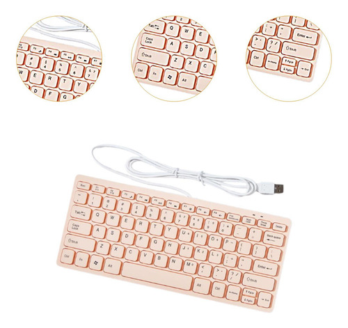 Teclado Con Cable Usb, Escritura Cómoda, Miniteclado Rosa