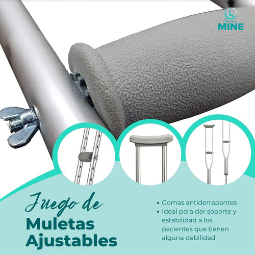 Muletas Axilares Ajustables De Aluminio Color Chica